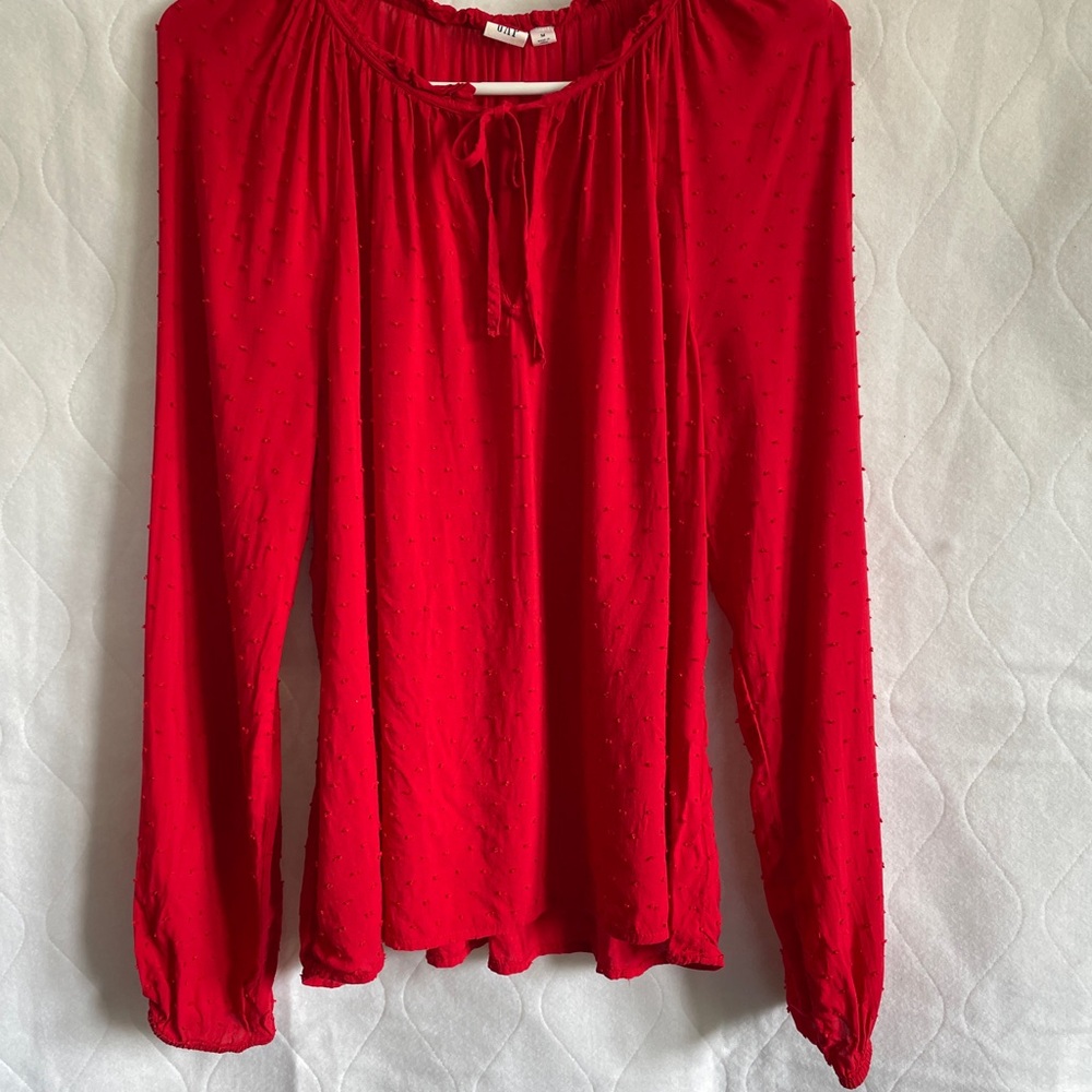 GAP Red Tie Front Relaxed Blouse